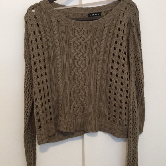 Grey-Brown Trouvé cropped knit sweater - Picture 1 of 3